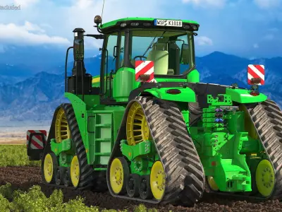 John Deere Four Track 9RX Series Tractor Dirty 3D model