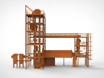 Industrial flour mill 3D model