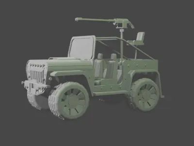 War Jeep Low-poly 3D model