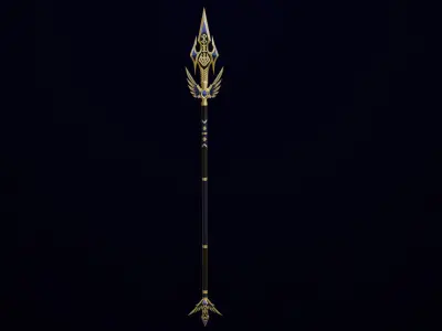 Fantasy Trident 05 All PBR Unity UE Textures Included Low-poly 3D model