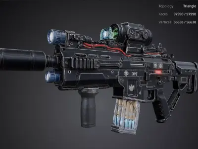 Futuristic Rifle 3D model purchase