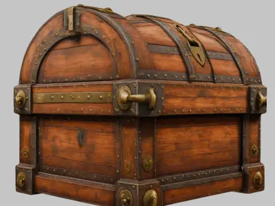 mighty wooden chest Low-poly 3D model