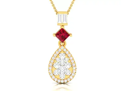 Princess Stone Pendant Women 3dm STL FBX OBJ Render Details 3D print model