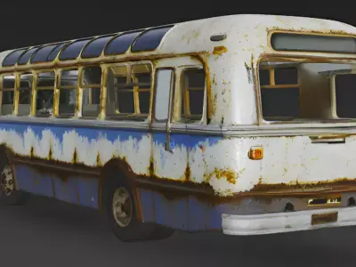 Broken scratched old bus 3d model 3D model