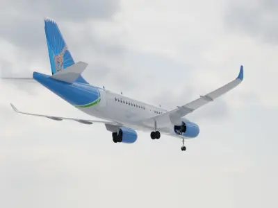 Airbus A220 300 High Quality 3D model Low and High Poly Low-poly 3D model