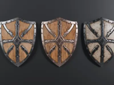 Medieval shield pack  Low-poly 3D model