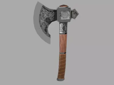 3D woodcutting axe hatchet tool Free low-poly 3D model