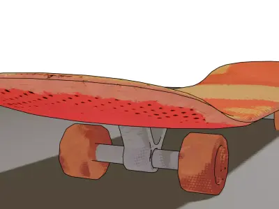 Low Poly Skateboard 3D Model Halftone Stylized Texture Low-poly 3D model