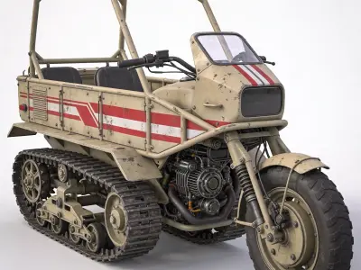 Hard Sci-Fi Half-Track Motorcycle 3D Model Low-poly 3D model