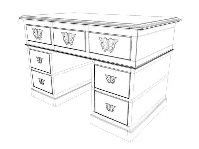 Wooden Antique Desk 3D model