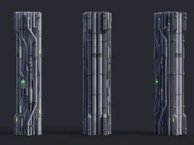 Sci-Fi Parts Kit Pack Vol 02 C-PBR Low-poly 3D model