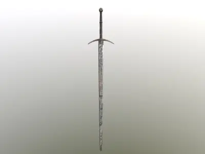 Bastard Sword Low-poly 3D model Low-poly 3D model