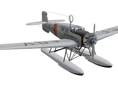 Junkers W 34 Floatplane Low-poly 3D model