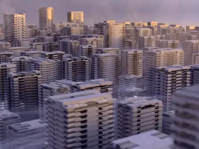 Sci-Fi Cyberpunk Building Low-poly 3D Model Low-poly 3D model