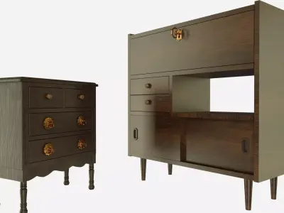3D Model Old-fashioned Furniture from the 50th  3D model