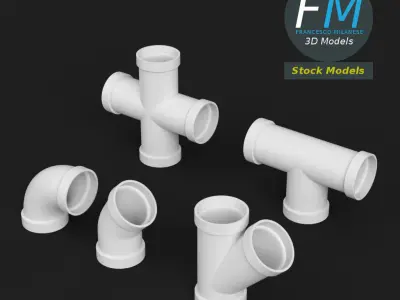 PVC pipe joints 3D model