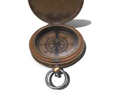 Old Vintage Pocket Compass Low-poly PBR Low-poly 3D model