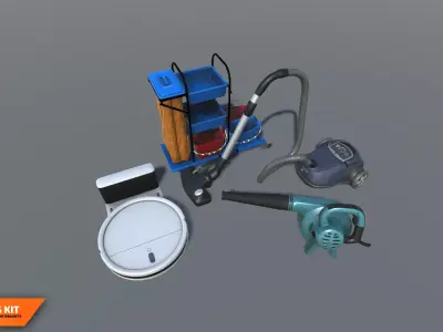 Cleaning kit - equipment  props and detergents 3D model