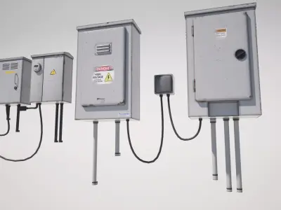  Electrical Utility Wallboxes Low-poly 3D model