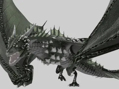 Low Poly Wyvern Dragon Animated Model Low-poly 3D model