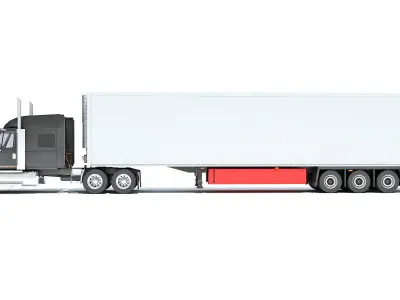 Truck with Reefer Refrigerator Trailer 3D model 3