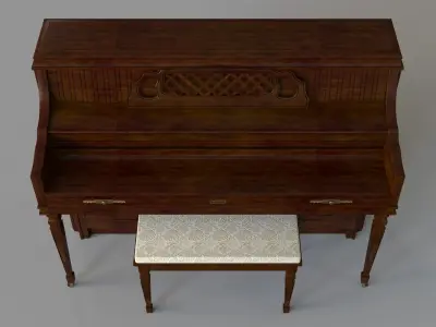 Kimball Artist Console Upright Piano 80 Antique Walnut 3D model