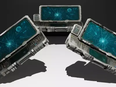 Device01 Broken Control Panel Screen LowPoly LOD Low-poly 3D model