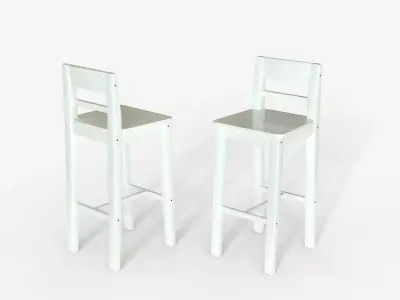 White wood Bar Chair 3D model