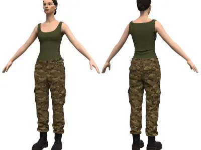 Female Military Pants - Marvelous Designer  3D model