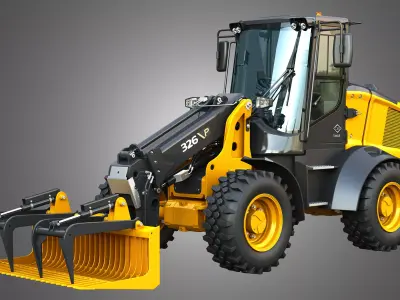 326 P-Tier Compact Wheel Loader - Grapple 3D model