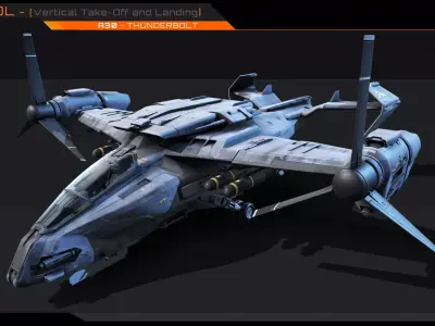 VTOL - A30 Thunderbolt Low-poly 3D model