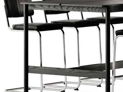 Thonet S 32 Bar Stool and Muuto Linear High Table 3D model