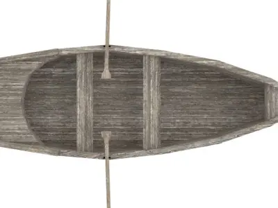 Rowboat wooden boat Free 3D model