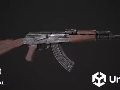 Assault Rifle AK-47 Low-poly 3D model purchase