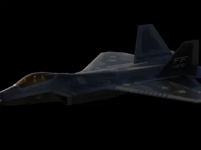 American Fighter Jet F-22 Raptor PBR Low-Poly Game Ready Low-poly 3D model