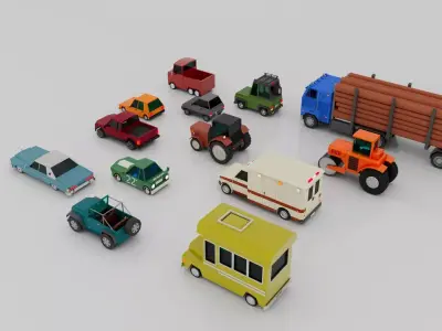 Low poly Vehicles Collection 3D model