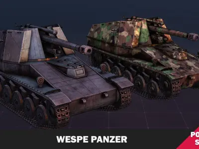 Wespe  Panzer Artillery SDKFZ-124 Low-poly 3D model