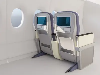 Premium Economy Plane Seat  3D model