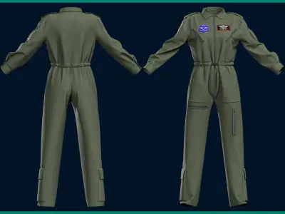 female pilot uniform with texture 3D model