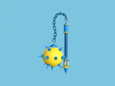 Medieval Flail 11 Cartoon - Character Fantasy Weaponry Low-poly 3D model