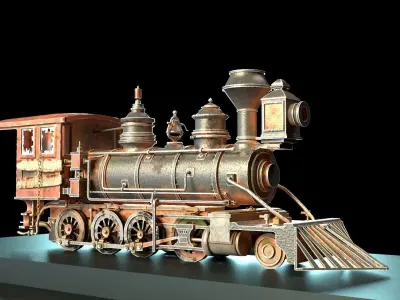 Rustic Steam Train Locomotive 3D model