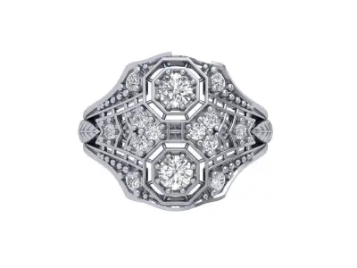 Solitaire Engagement Art Deco Ring 3D print model