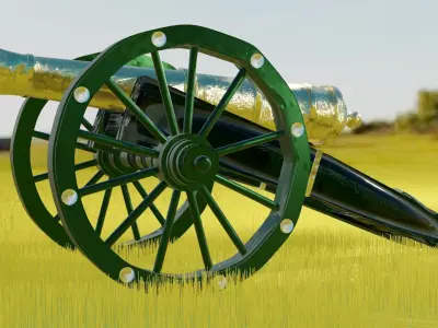 machine-gun cannon in field 3D model