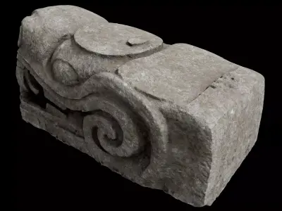 PreColumbian Serpent Carving Statue 3D model