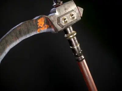 HIE Game Ready Kusarigama Low-poly 3D model