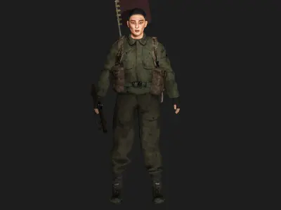 AAA 3D REALISTIC ASIAN MALE CHARACTER - JAPANESE ARMY Low-poly 3D model
