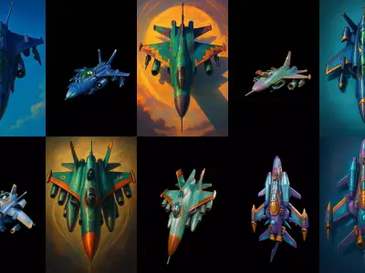 AirCraft bundle 3 pack 100 glb Low-poly 3D model