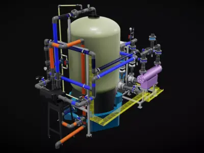 15 m3h Industrial Sand Filter System with Autovalve 3D model