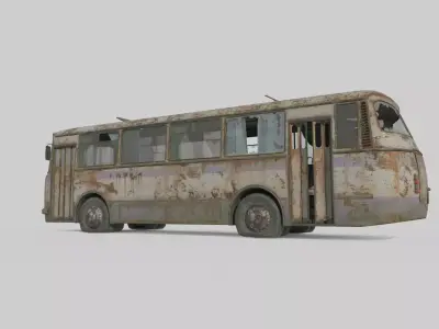 Future wasteland style abandoned bus 3D model
