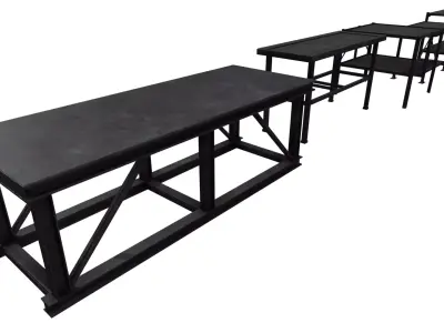 Industrial Metal Tables Pack - Game props Low-poly 3D model